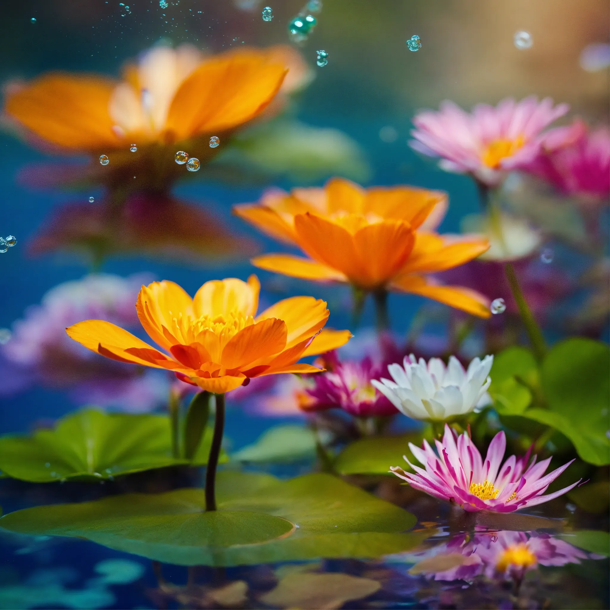 Arrangement with purple statice, rosemary sprigs, white freesia and eucalyptus